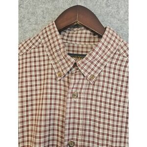 Woolrich Shirt Long Sleeve Men's L‎ Deep Red Mini Check Button Up Work Outdoors